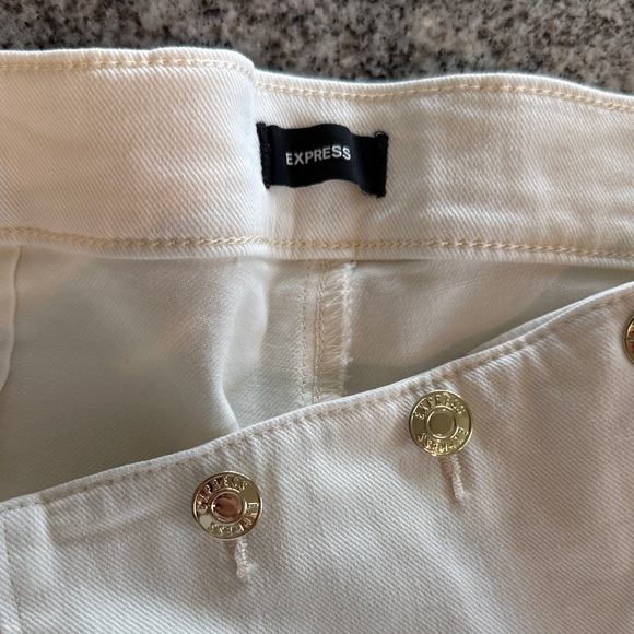 Express Cream Trousers with Gold Button Sailor Style Wide Leg-High Rise. Sz 12L - Picture 3 of 7